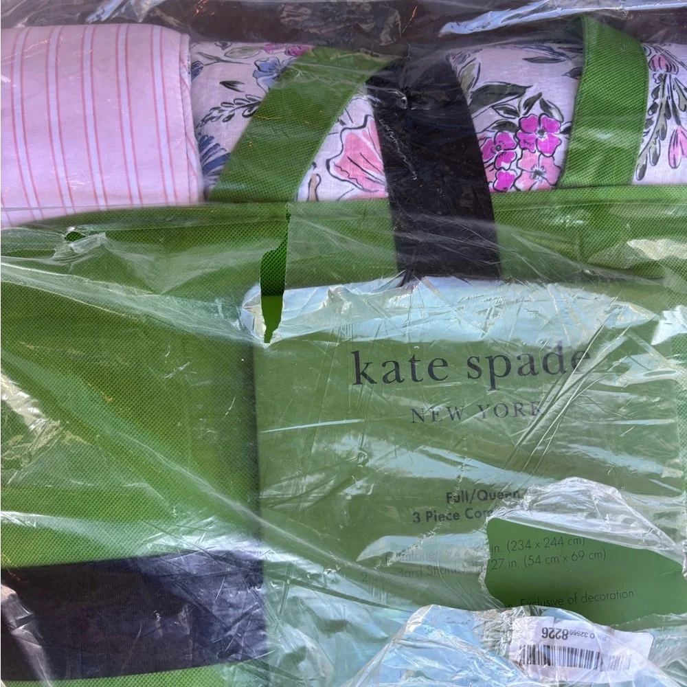 Kate Spade Curious Garden Comforter Set Full/Queen Pink Floral Cotton 3Pc